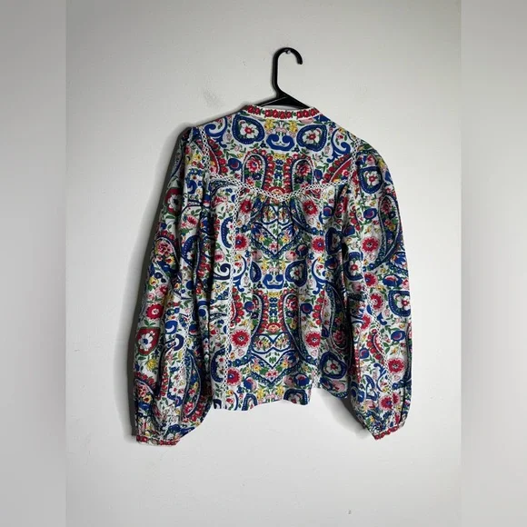 Love The Label Small Colorful Megan Elodie Paisley Floral Beautiful Blouse Top - Picture 4 of 10